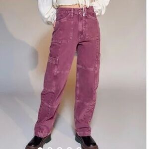 BDG Kate high-waisted high rise cargo jean red pink purple maroon 28